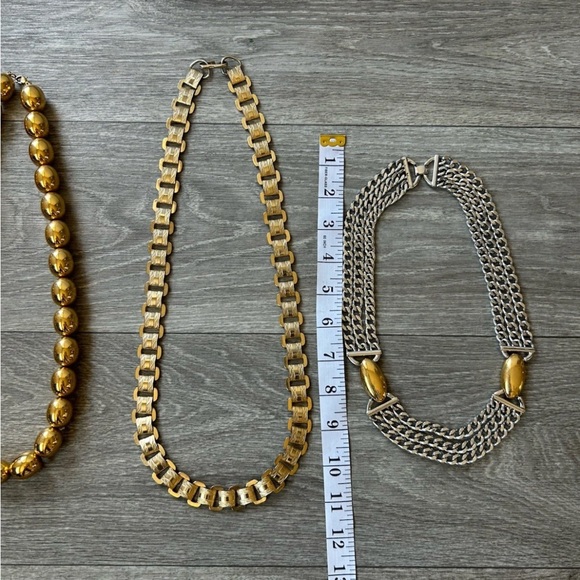 Lot Of 3 VTG Monet & Napier Silver & Gold Tone Chunky Statement Necklaces Signed - Picture 10 of 14